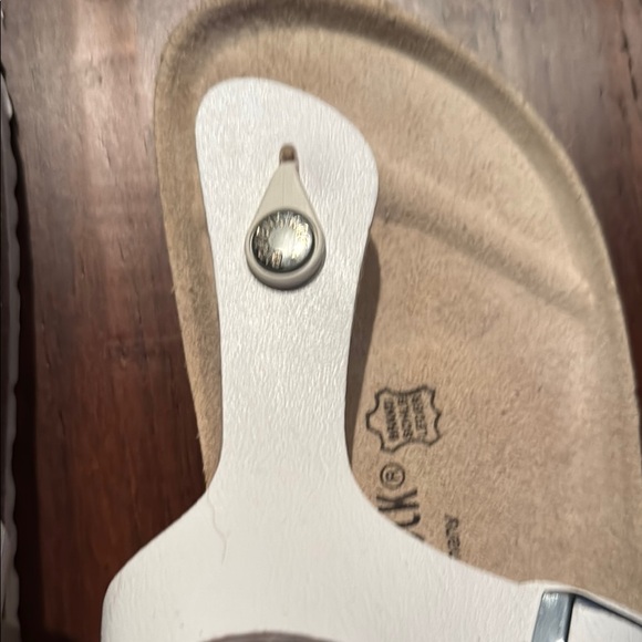 Birkenstock White Sandals Two-Strap Cork Footbed - Picture 5 of 6